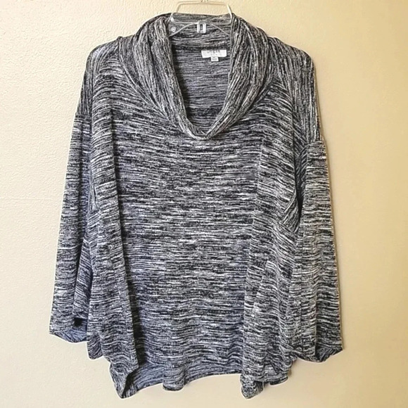 Umgee Gray Oversized Boxy Dolman Sleeve Cowl Neck Poncho Sweater - Size Medium - Picture 1 of 7